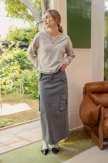 The Lulu Split Neck Striped Top