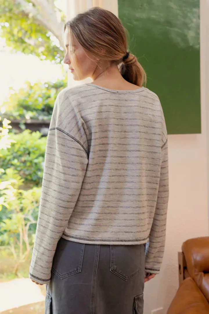 The Lulu Split Neck Striped Top
