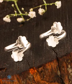 The Shining Flower Silver Toe-Rings (Front open)