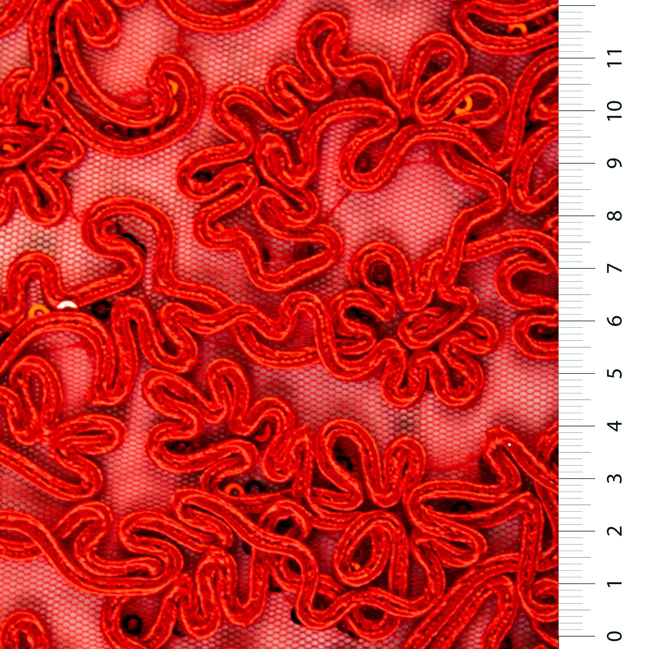 Thick Cord Sequin Embroidered Tulle Fabric