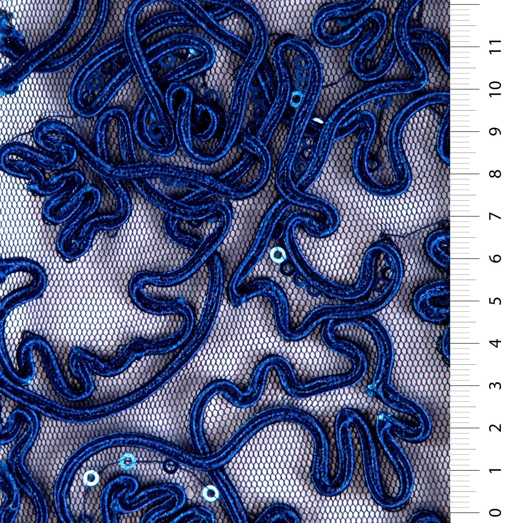 Thick Cord Sequin Embroidered Tulle Fabric