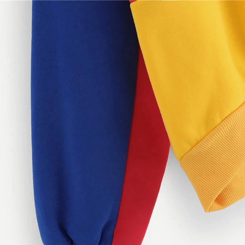 Three Tone Stand Collar Sweatshirt