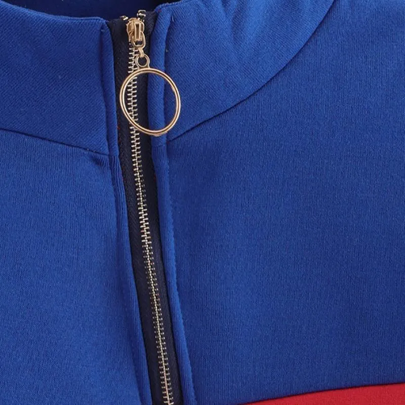 Three Tone Stand Collar Sweatshirt