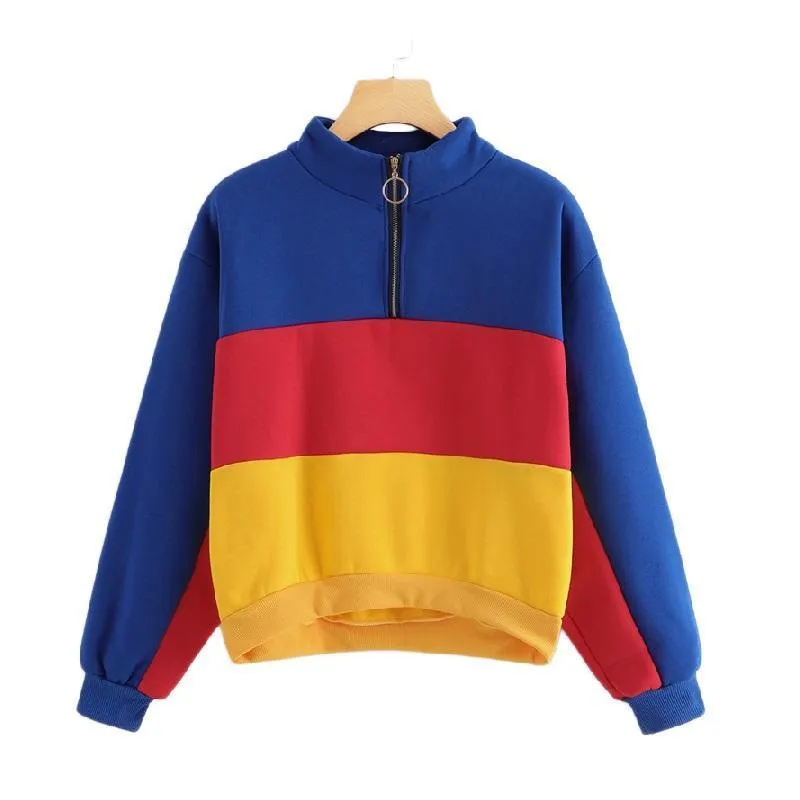Three Tone Stand Collar Sweatshirt