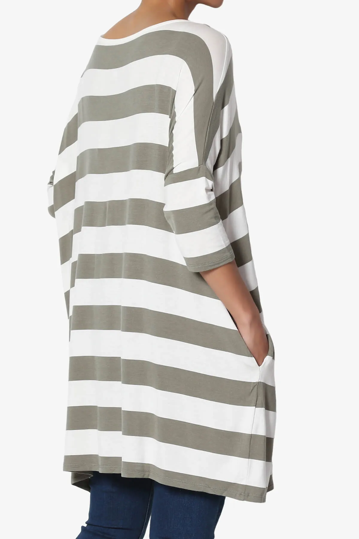 Timp Stripe Drop Shoulder Tunic Top PLUS
