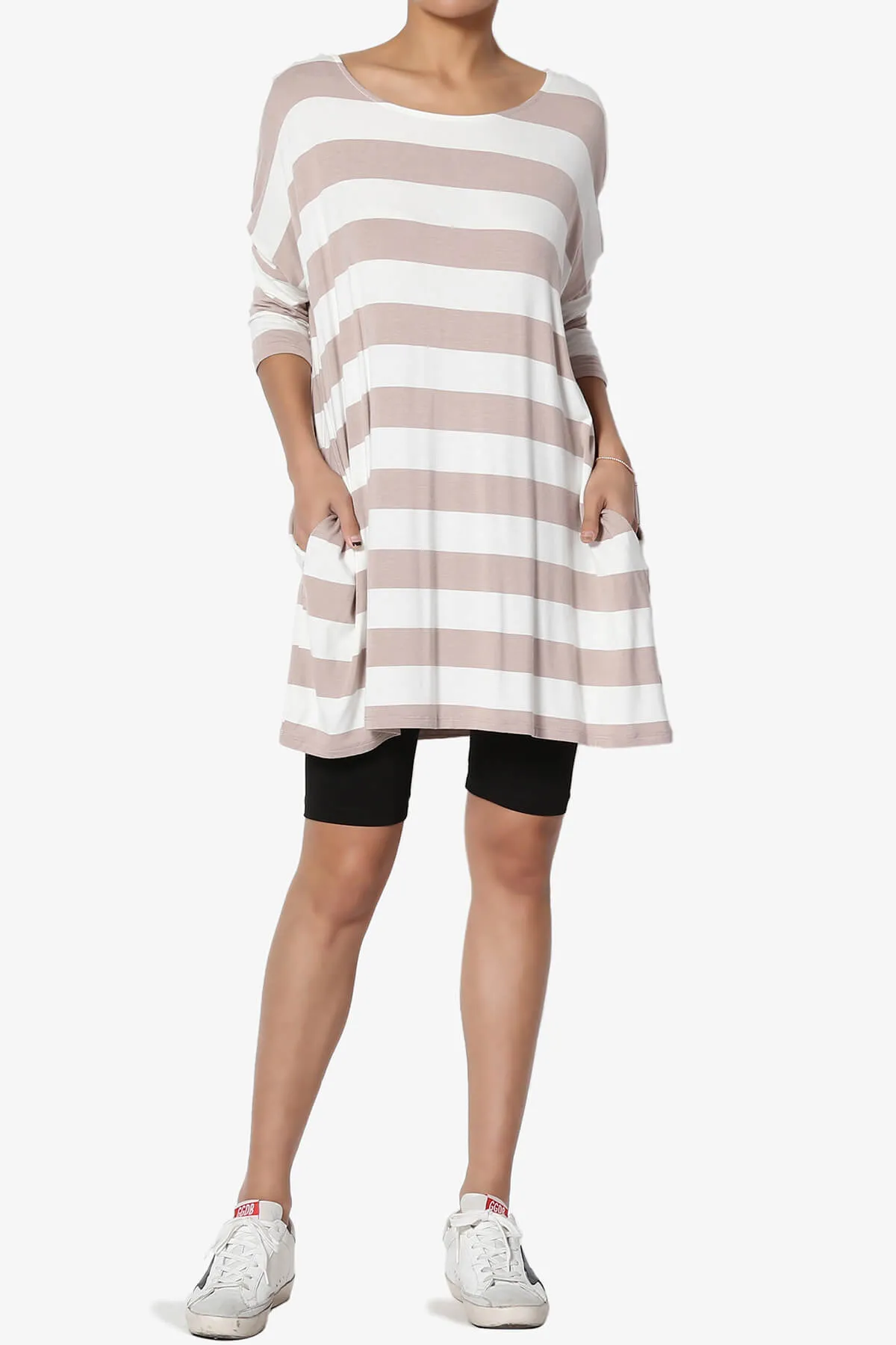 Timp Stripe Drop Shoulder Tunic Top PLUS