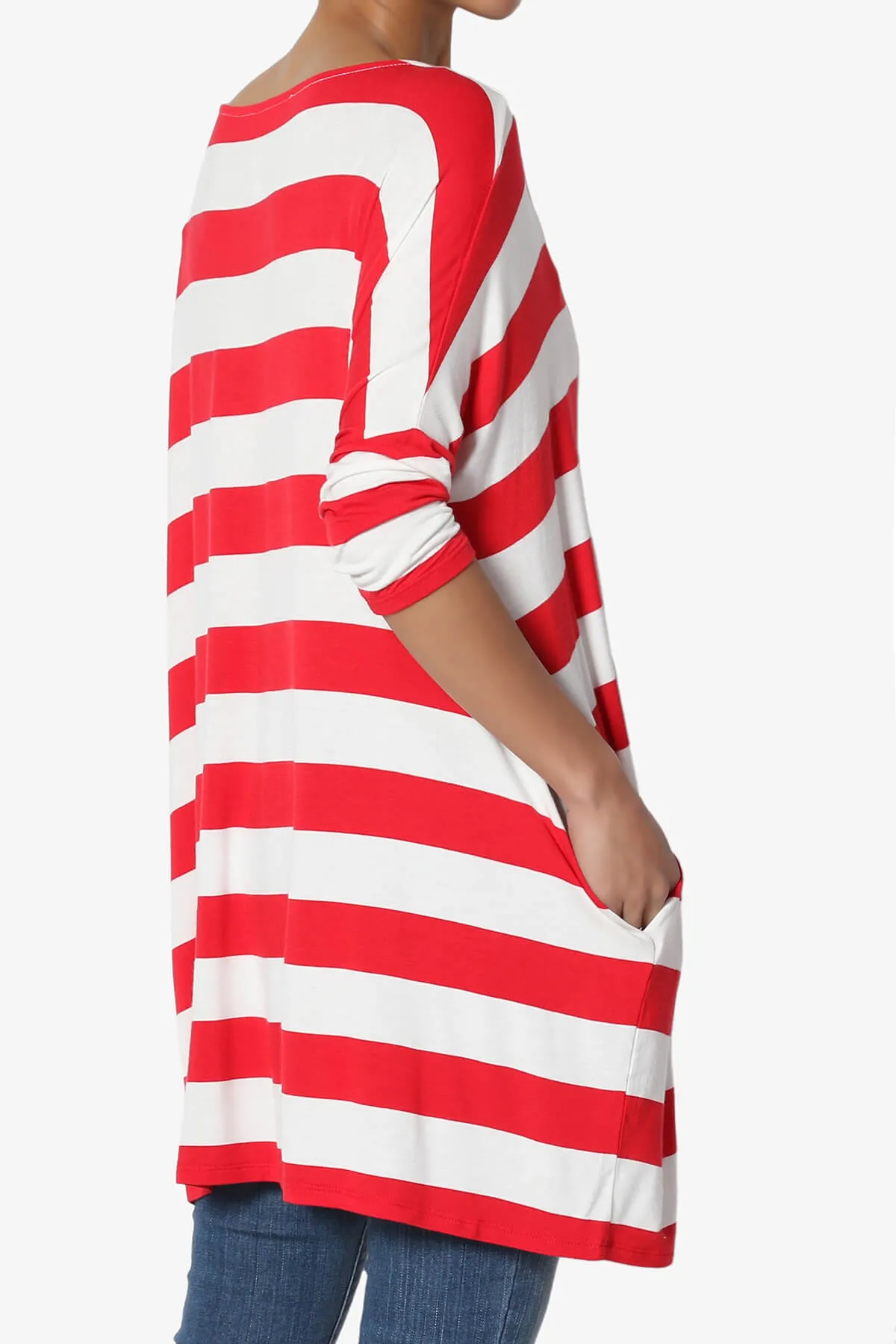 Timp Stripe Drop Shoulder Tunic Top PLUS