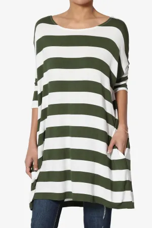 Timp Stripe Drop Shoulder Tunic Top PLUS
