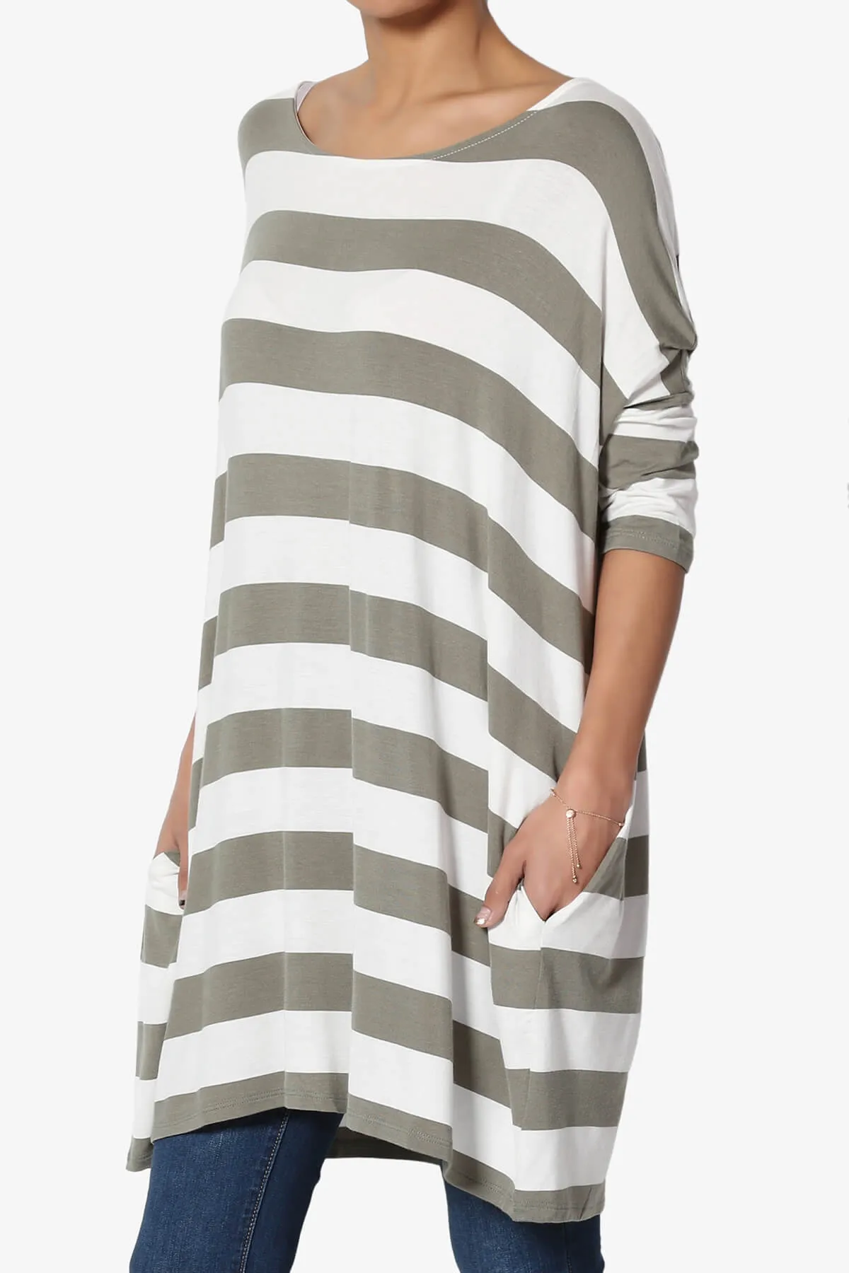Timp Stripe Drop Shoulder Tunic Top PLUS