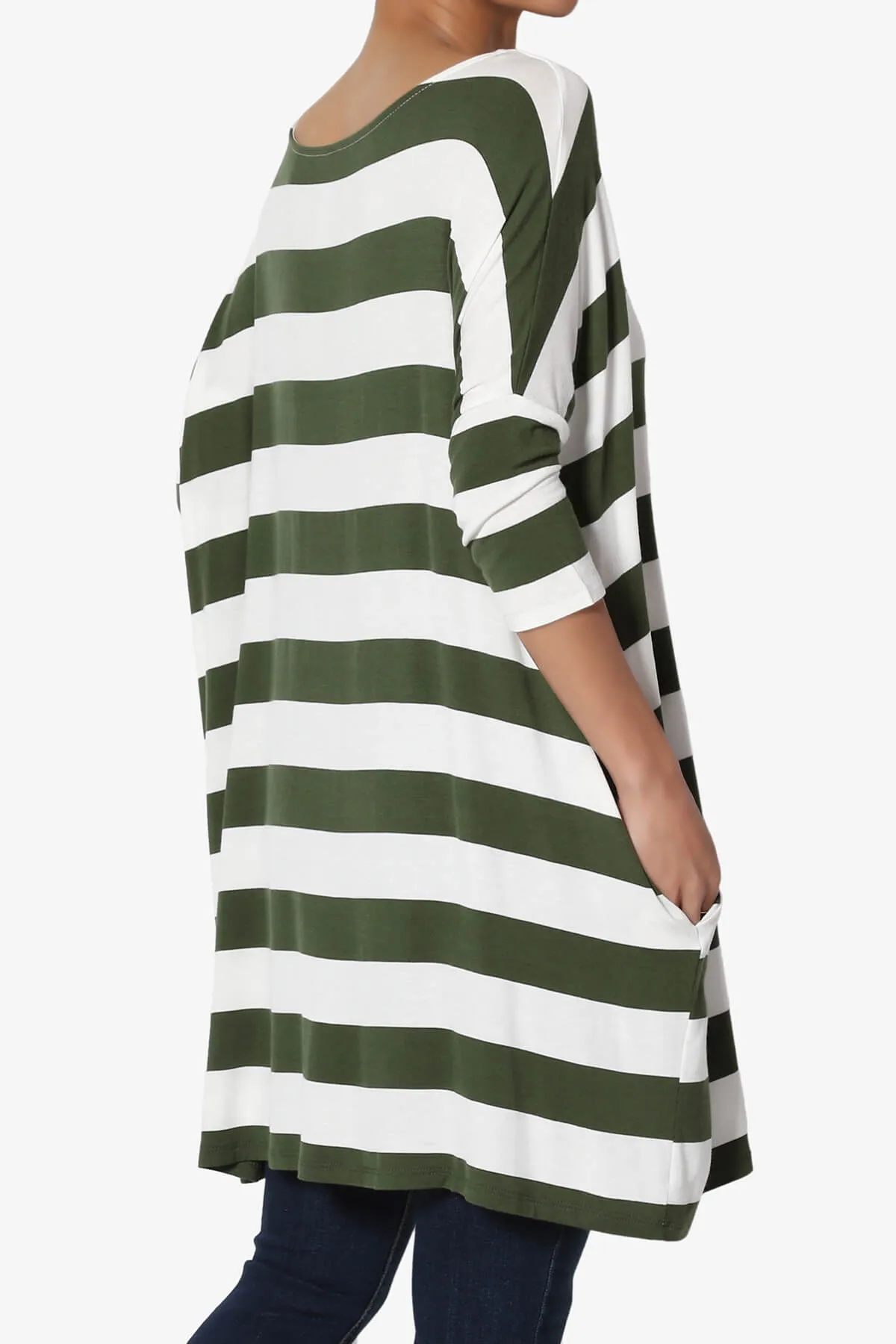 Timp Stripe Drop Shoulder Tunic Top PLUS