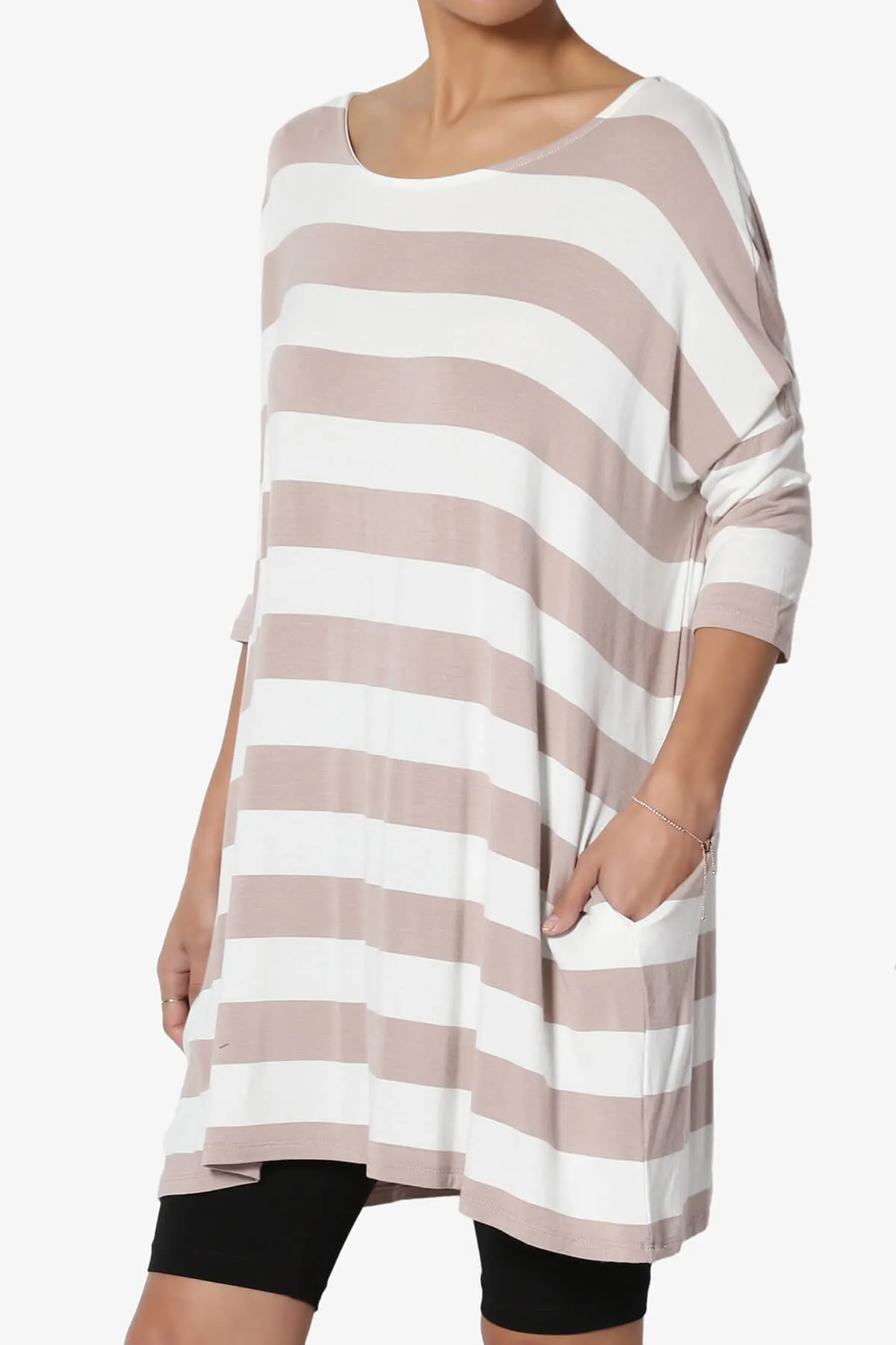 Timp Stripe Drop Shoulder Tunic Top PLUS