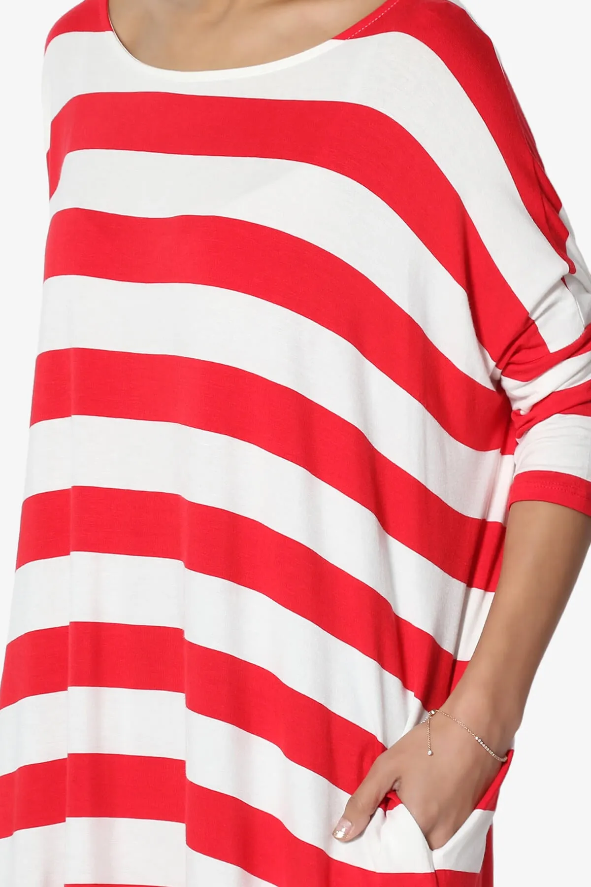 Timp Stripe Drop Shoulder Tunic Top PLUS