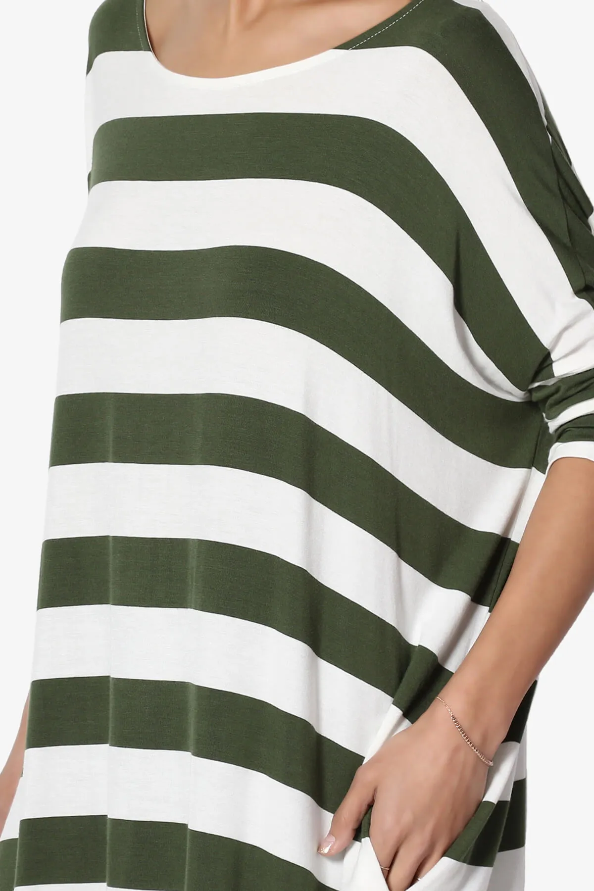 Timp Stripe Drop Shoulder Tunic Top PLUS