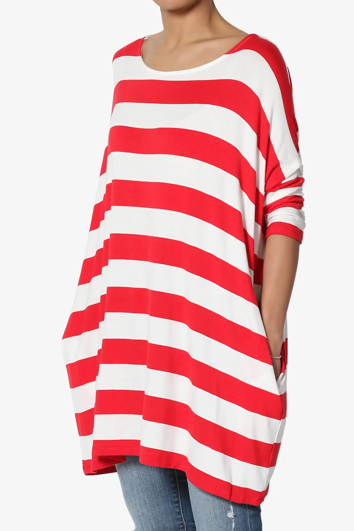 Timp Stripe Drop Shoulder Tunic Top PLUS