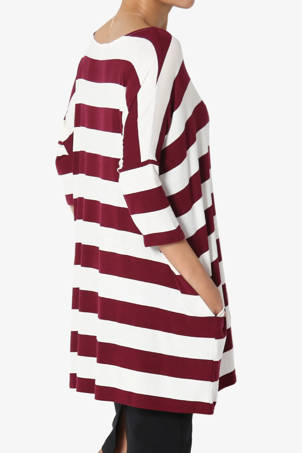 Timp Stripe Drop Shoulder Tunic Top PLUS