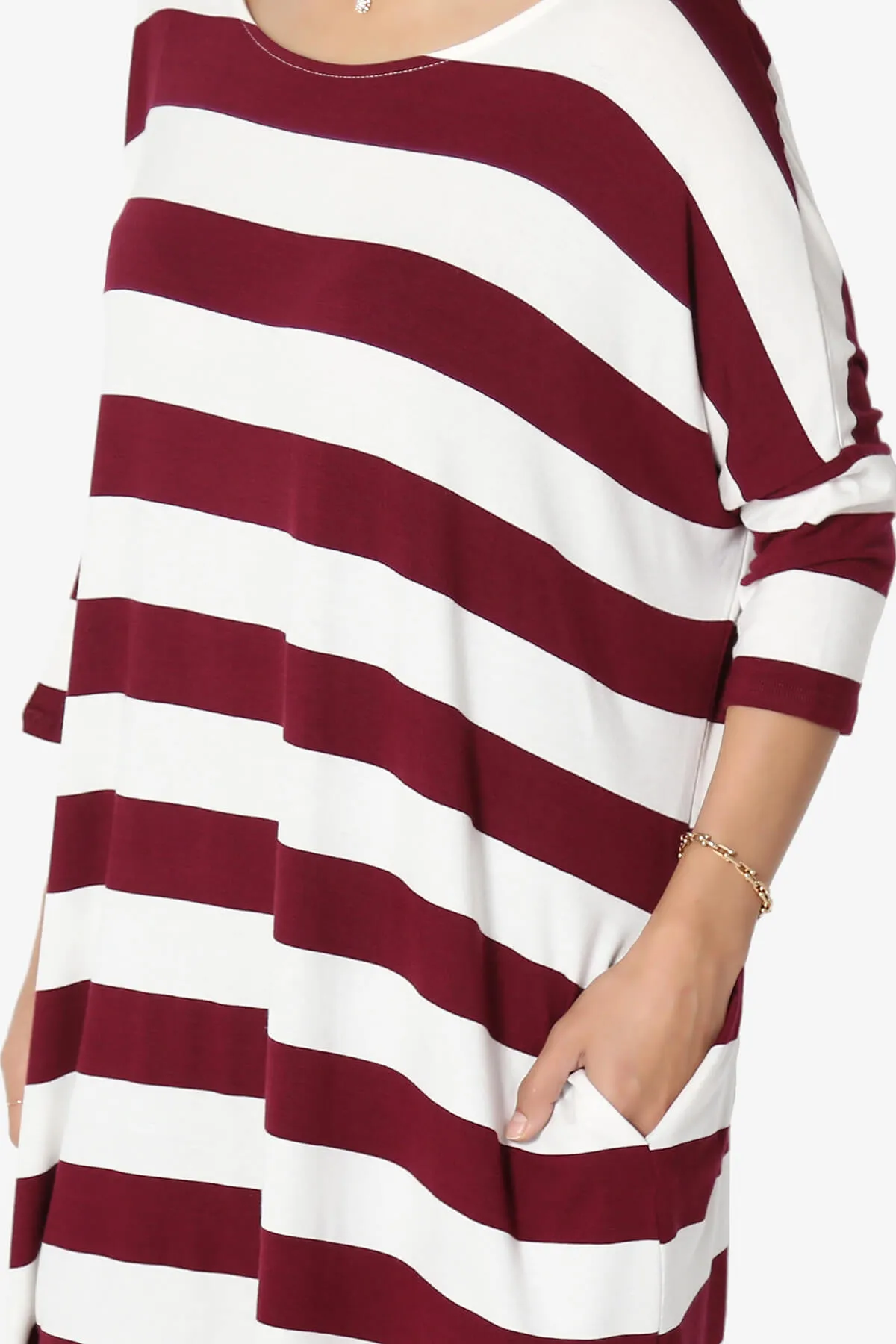 Timp Stripe Drop Shoulder Tunic Top PLUS