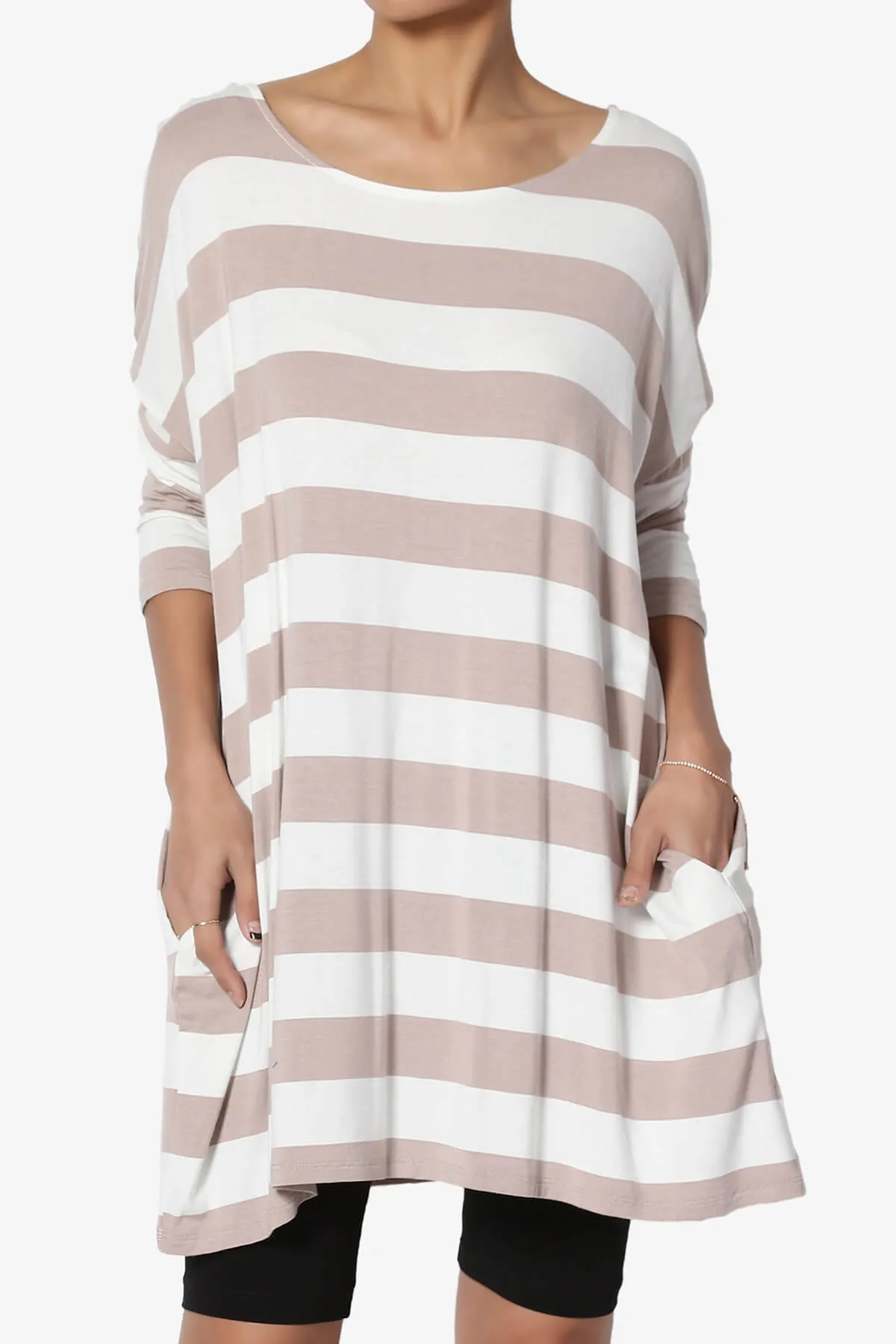 Timp Stripe Drop Shoulder Tunic Top PLUS