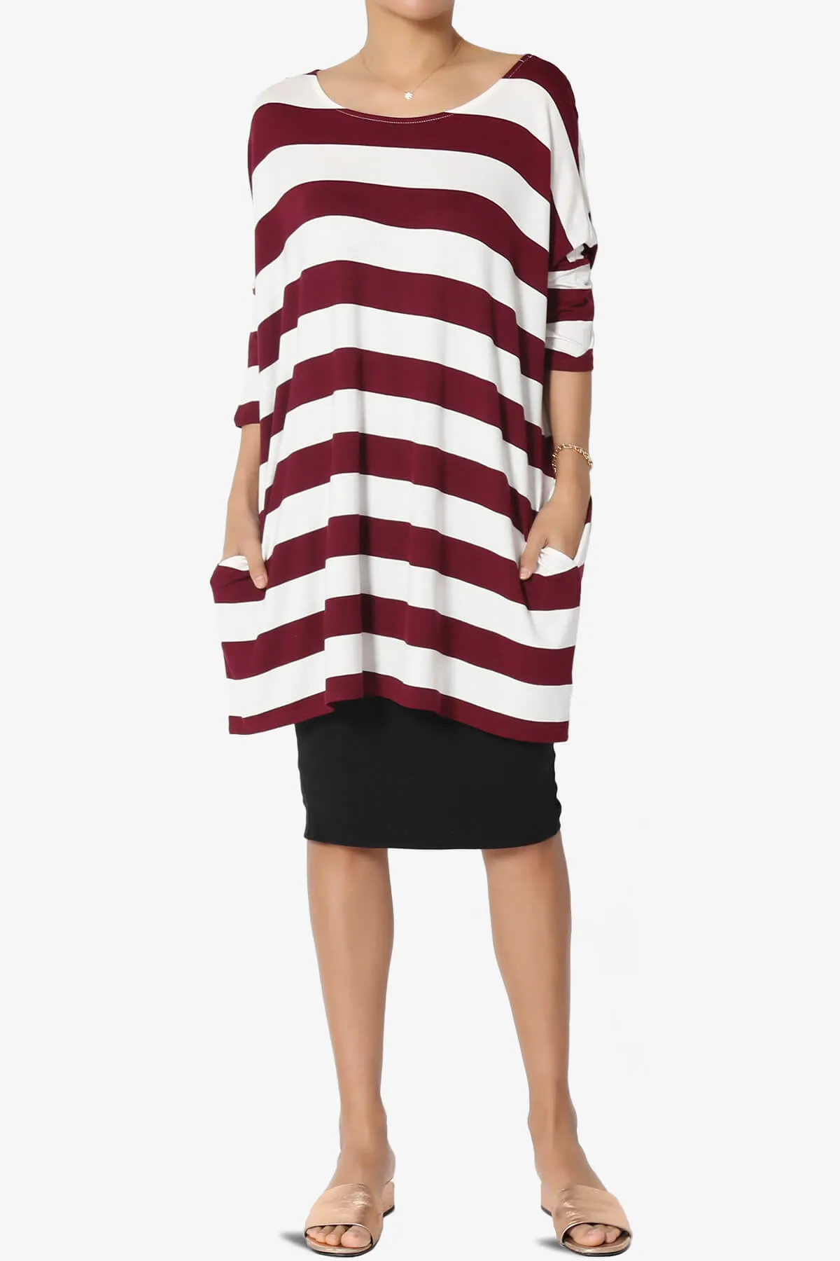 Timp Stripe Drop Shoulder Tunic Top PLUS