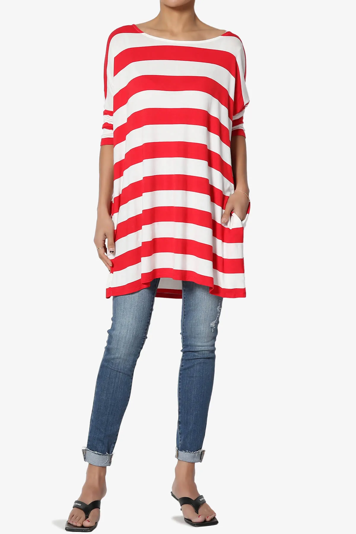 Timp Stripe Drop Shoulder Tunic Top PLUS