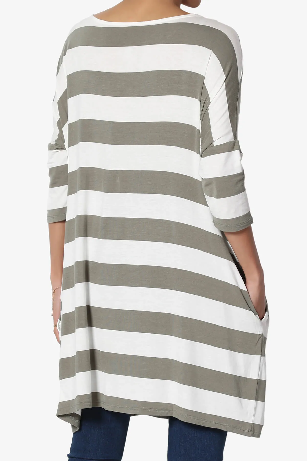 Timp Stripe Drop Shoulder Tunic Top PLUS