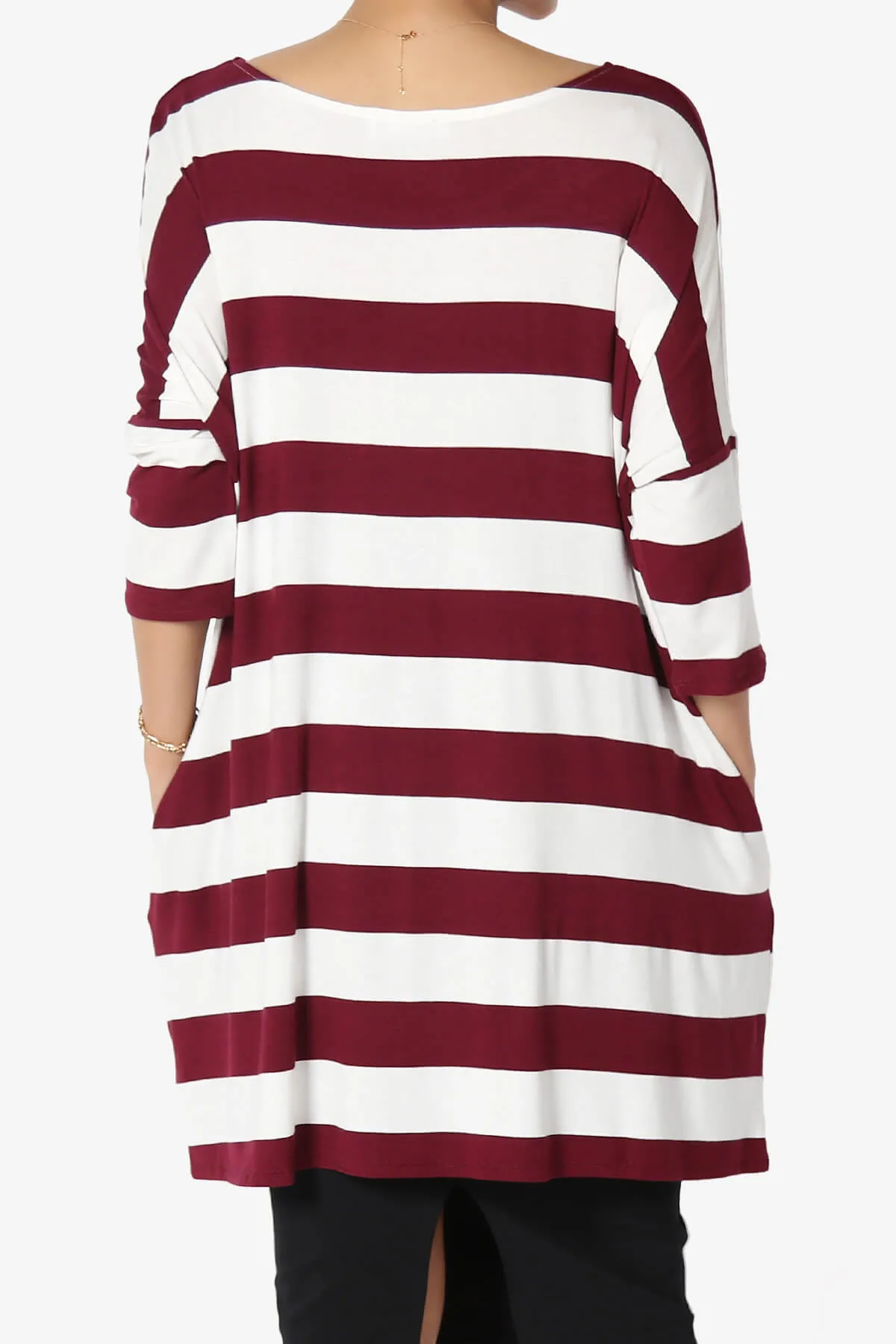 Timp Stripe Drop Shoulder Tunic Top PLUS