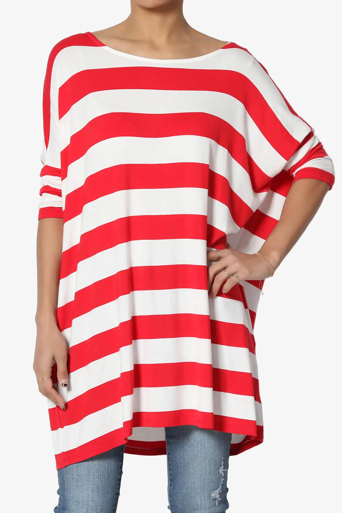 Timp Stripe Drop Shoulder Tunic Top PLUS