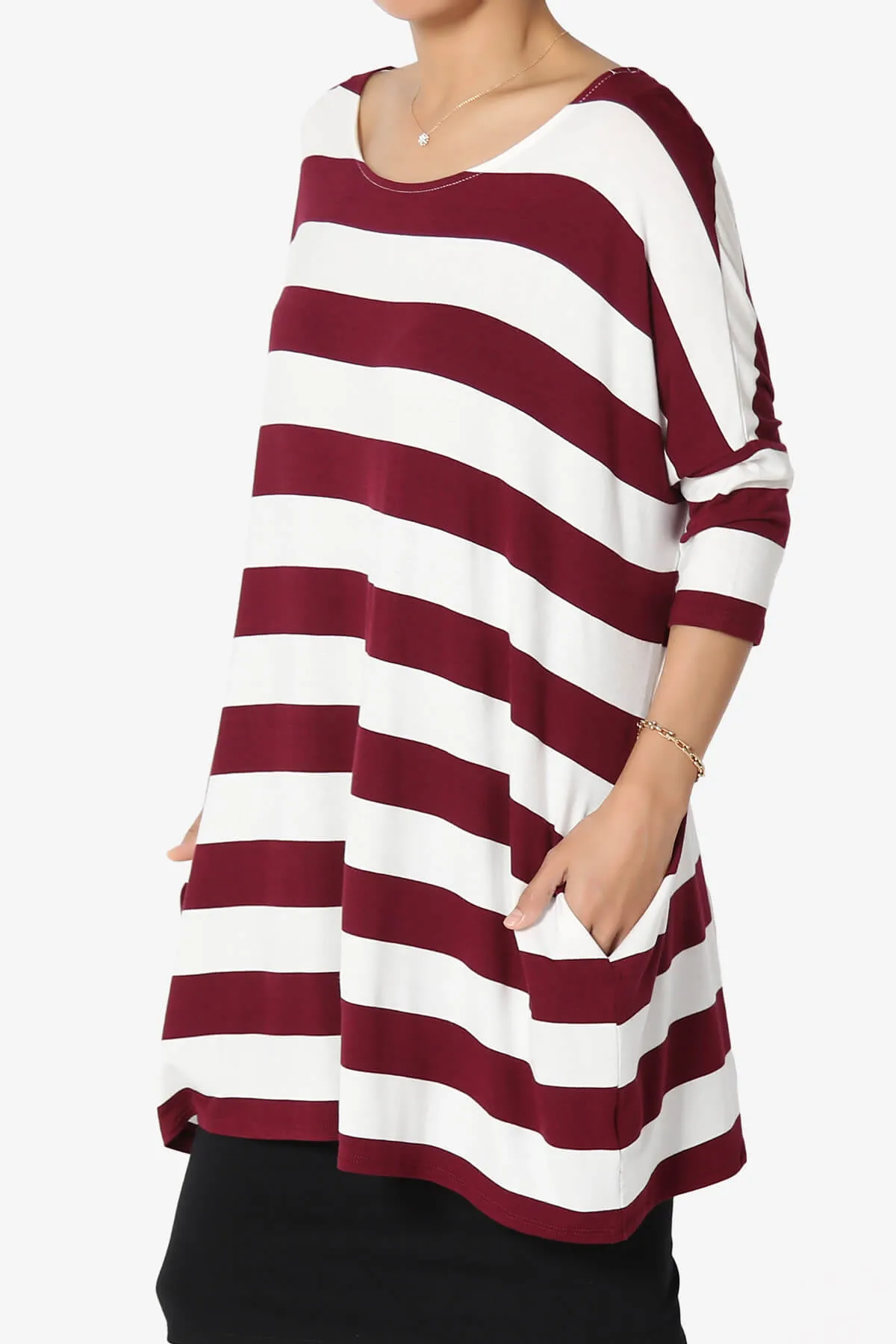 Timp Stripe Drop Shoulder Tunic Top PLUS