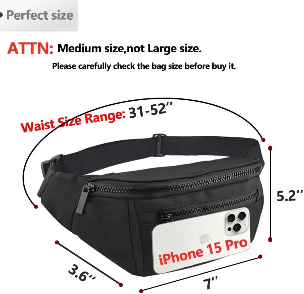 Travel Belt Bag, Crossbody Bag with Adjustable strap for Running Hiking
