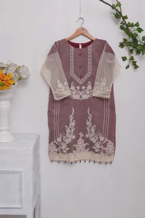 TS-135B-Maroon - Echoing Charm - Organza Embroidered Kurti