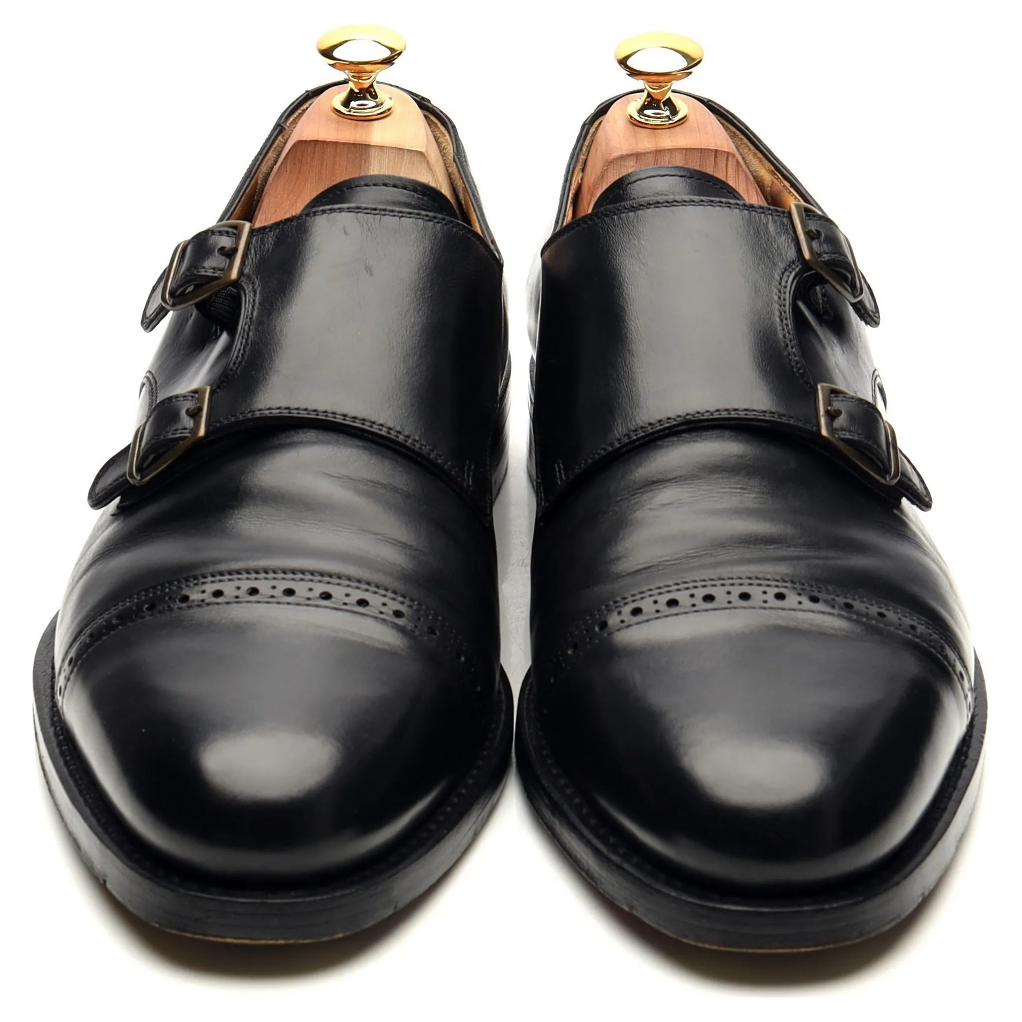 'Tuileries' Black Leather Double Monk Strap UK 11