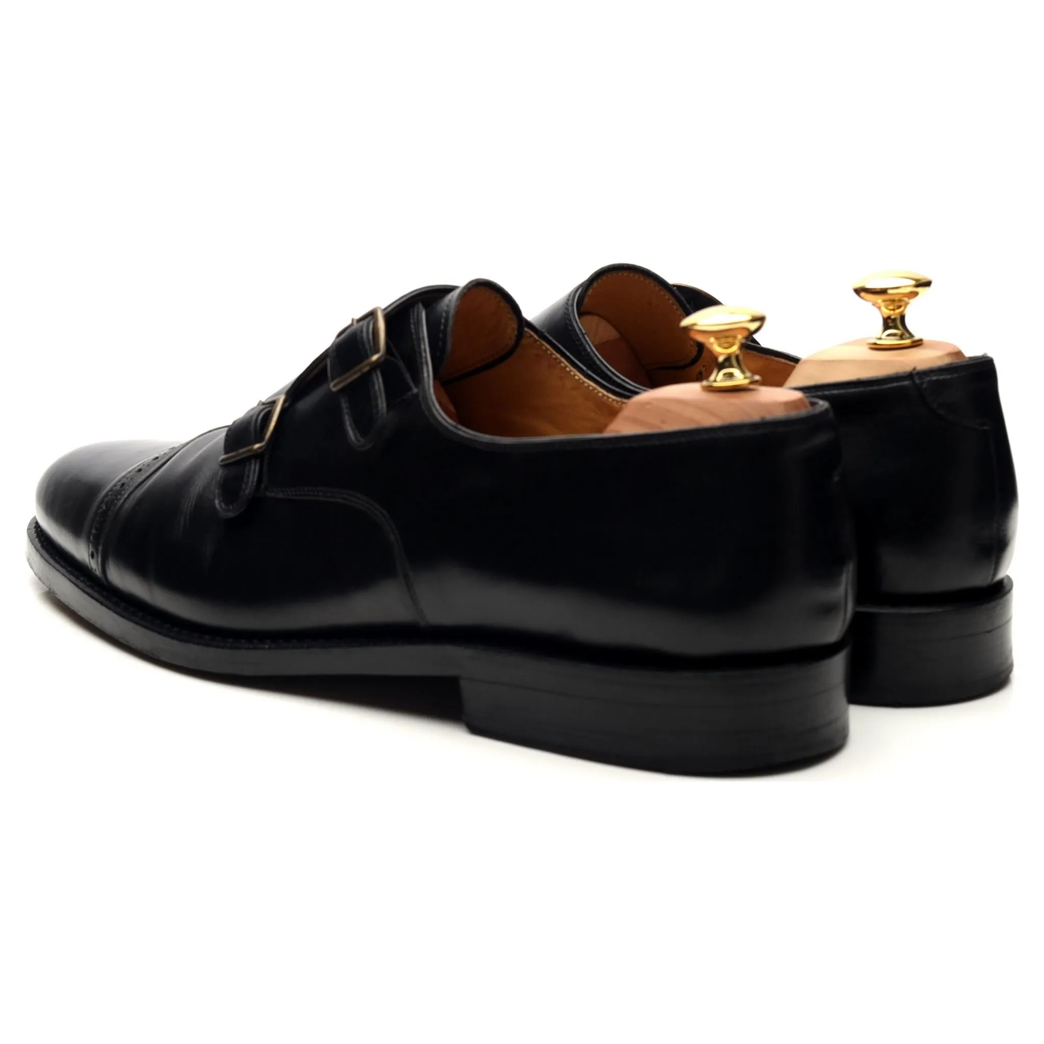 'Tuileries' Black Leather Double Monk Strap UK 11