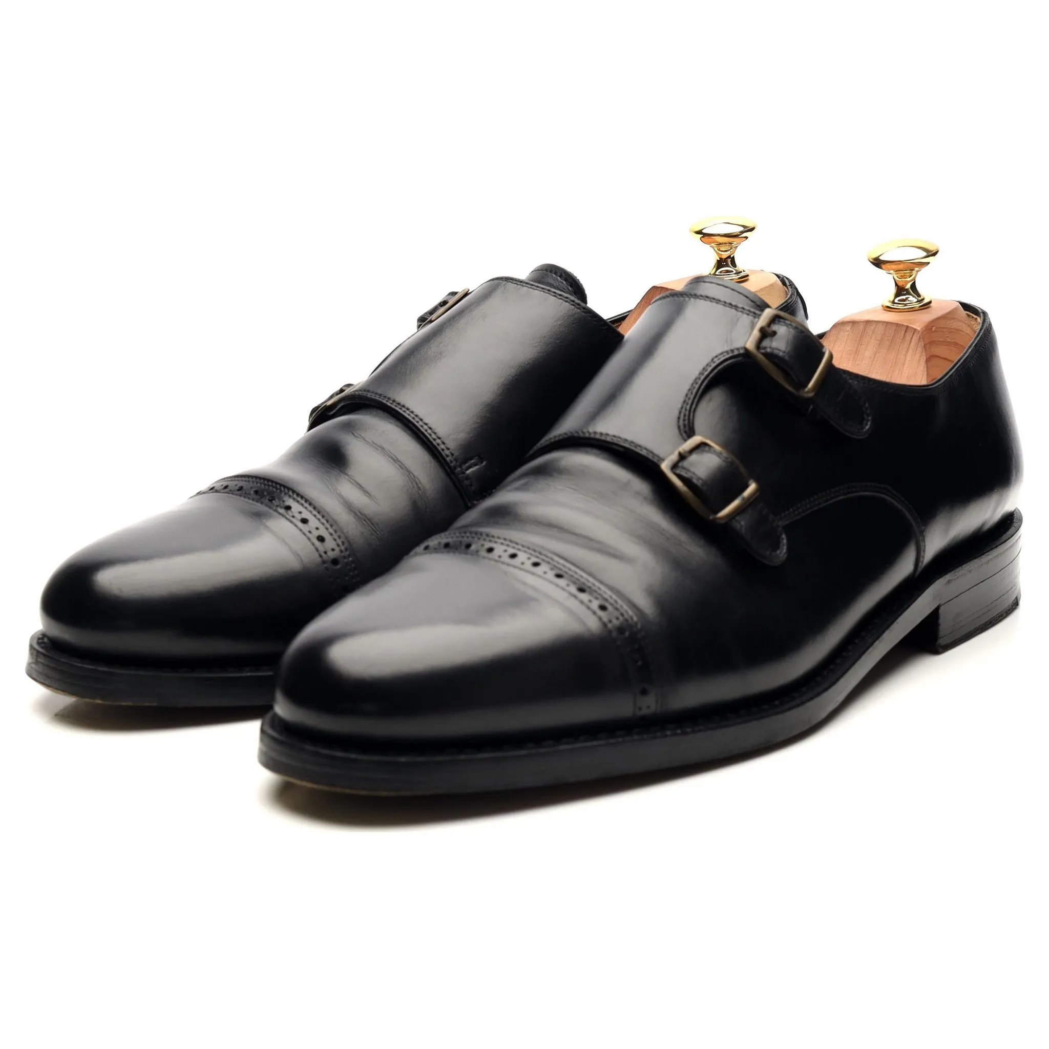'Tuileries' Black Leather Double Monk Strap UK 11