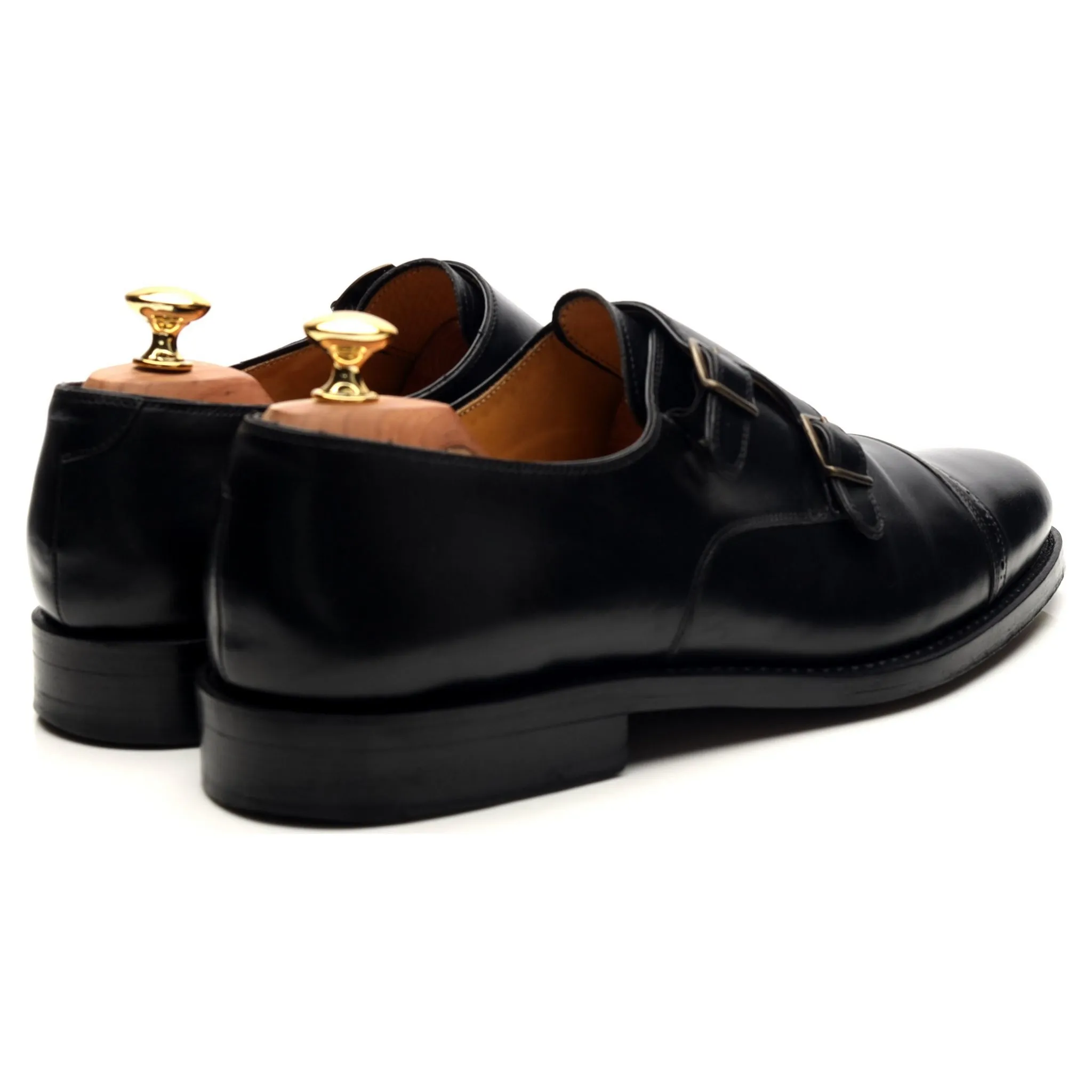 'Tuileries' Black Leather Double Monk Strap UK 11