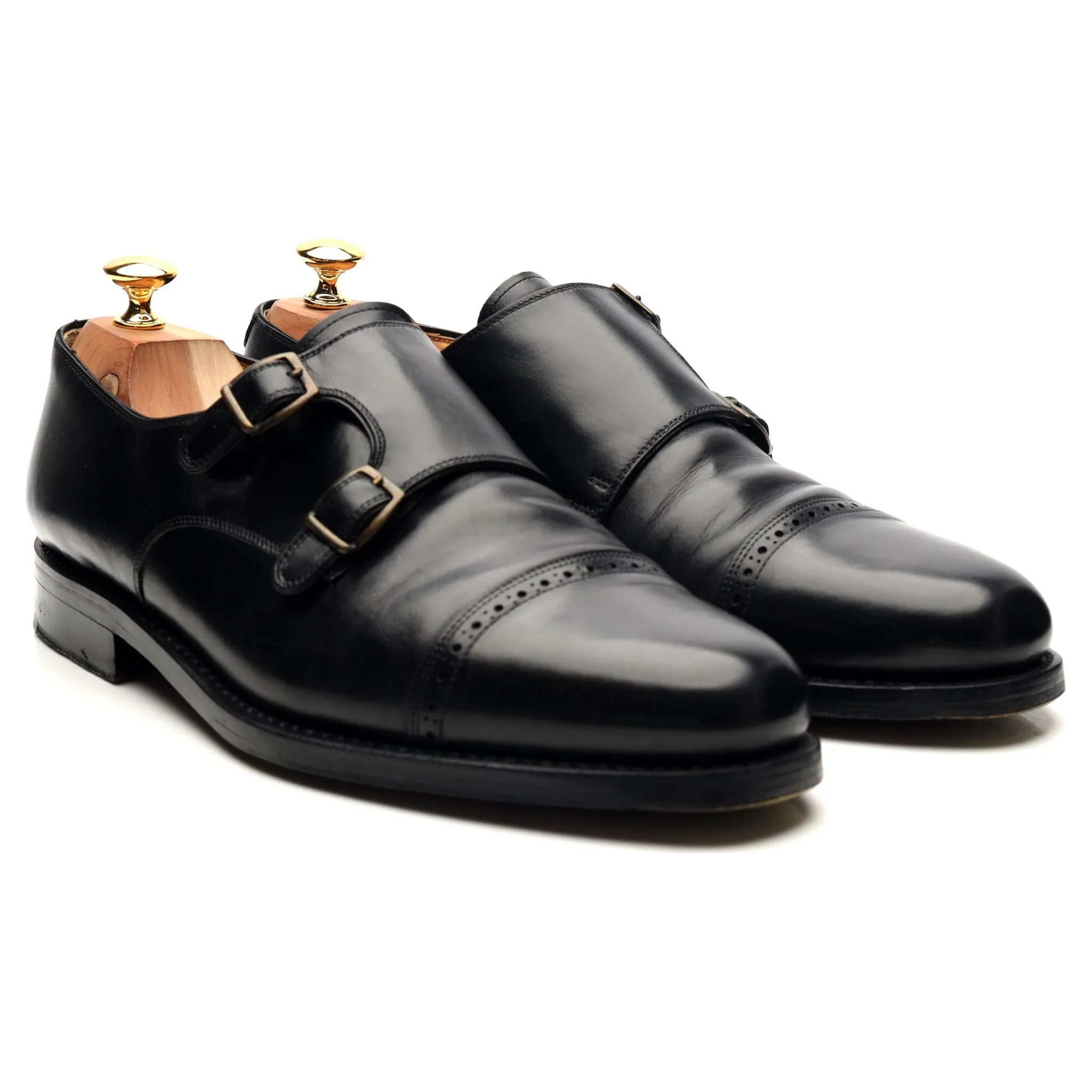 'Tuileries' Black Leather Double Monk Strap UK 11