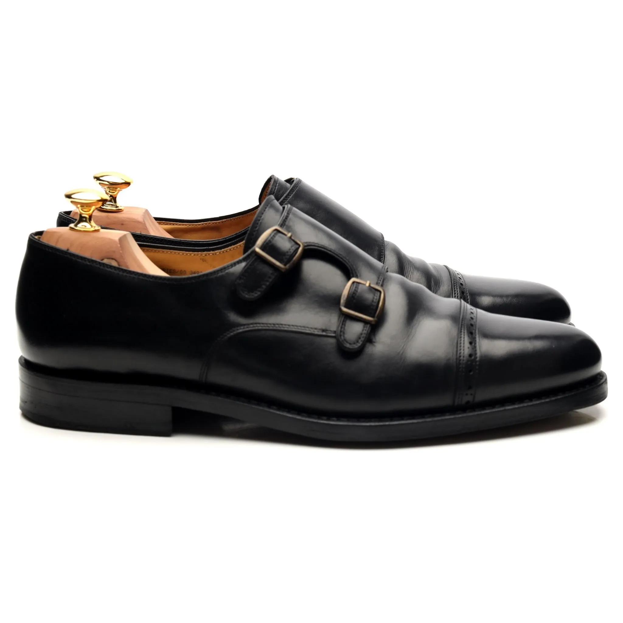 'Tuileries' Black Leather Double Monk Strap UK 11