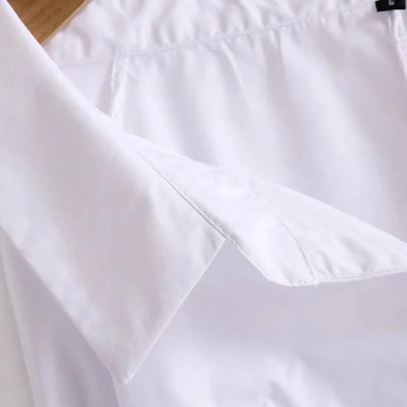 Turn-Down Collar and Gathered Sleeve Shirt