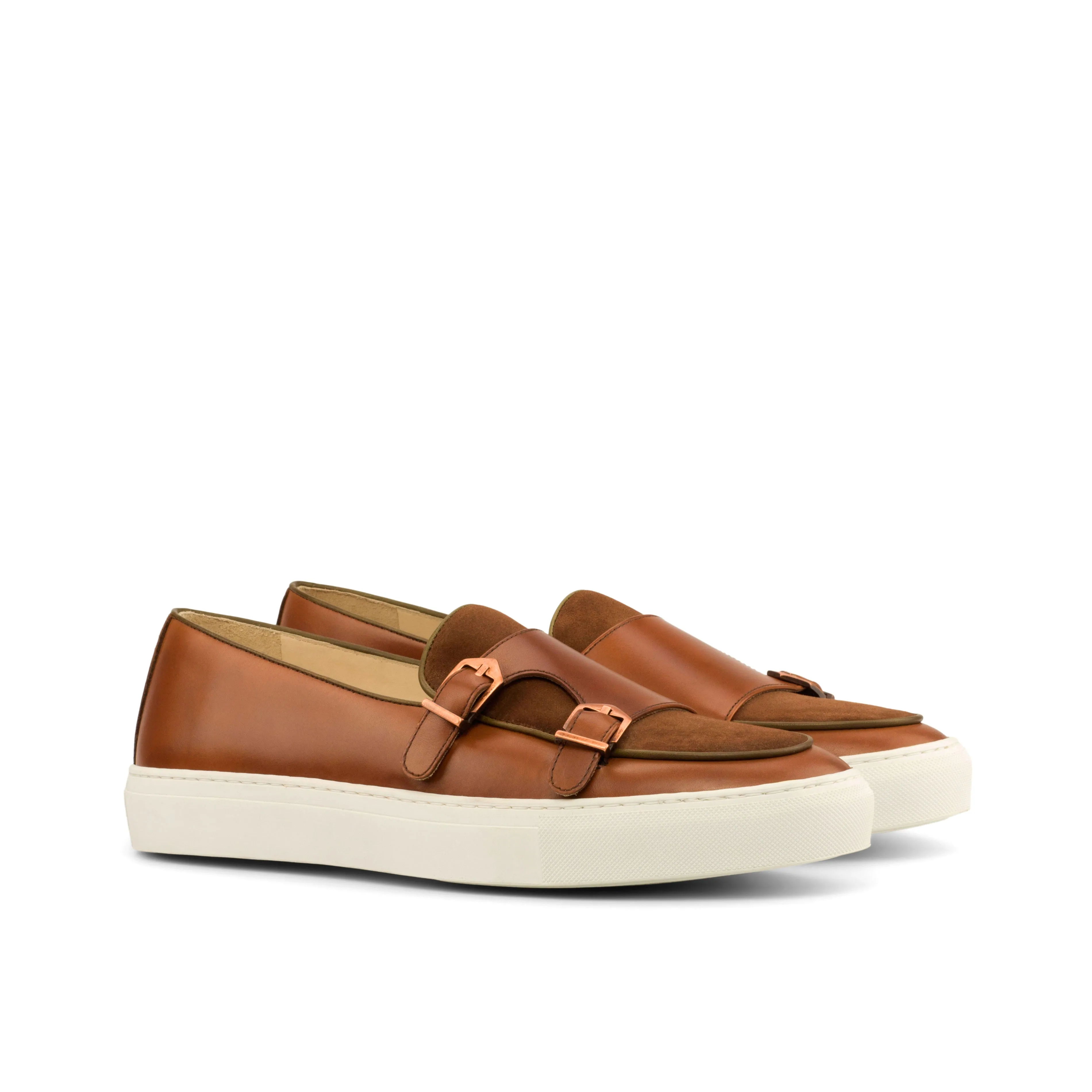Unique Handcrafted Monk Sneaker   Med Brown Lux Suede