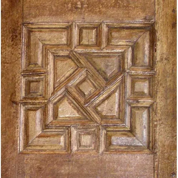 Very Tall Spanish Style Paneled Painted Pine Double Door Entry