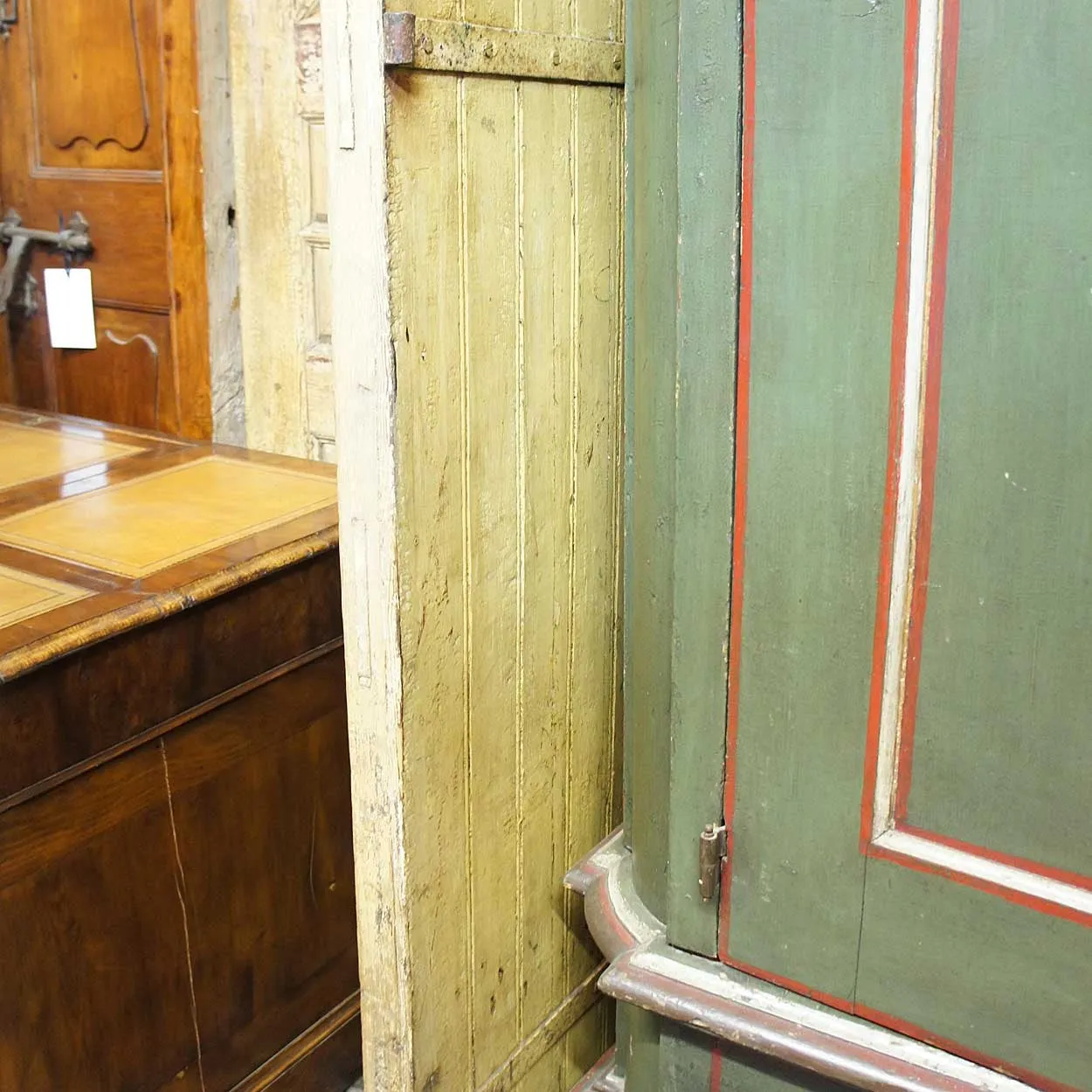 Very Tall Spanish Style Paneled Painted Pine Double Door Entry