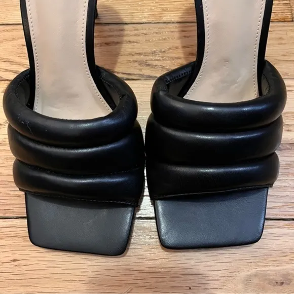 Vince Camuto Black Square Toe Leather Stiletto Heels 8.5 NIB