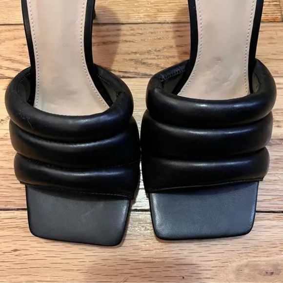 Vince Camuto Black Square Toe Leather Stiletto Heels 8.5 NIB