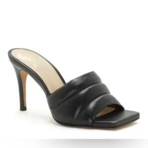 Vince Camuto Black Square Toe Leather Stiletto Heels 8.5 NIB