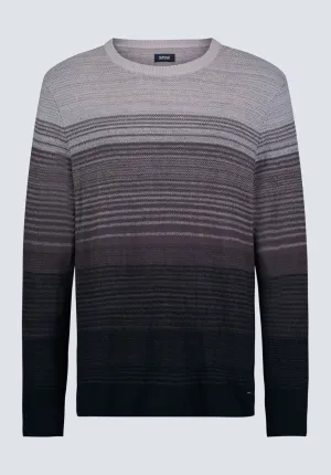Waldy Men's Gradient Striped Knit Pullover, Charcoal - BM24419