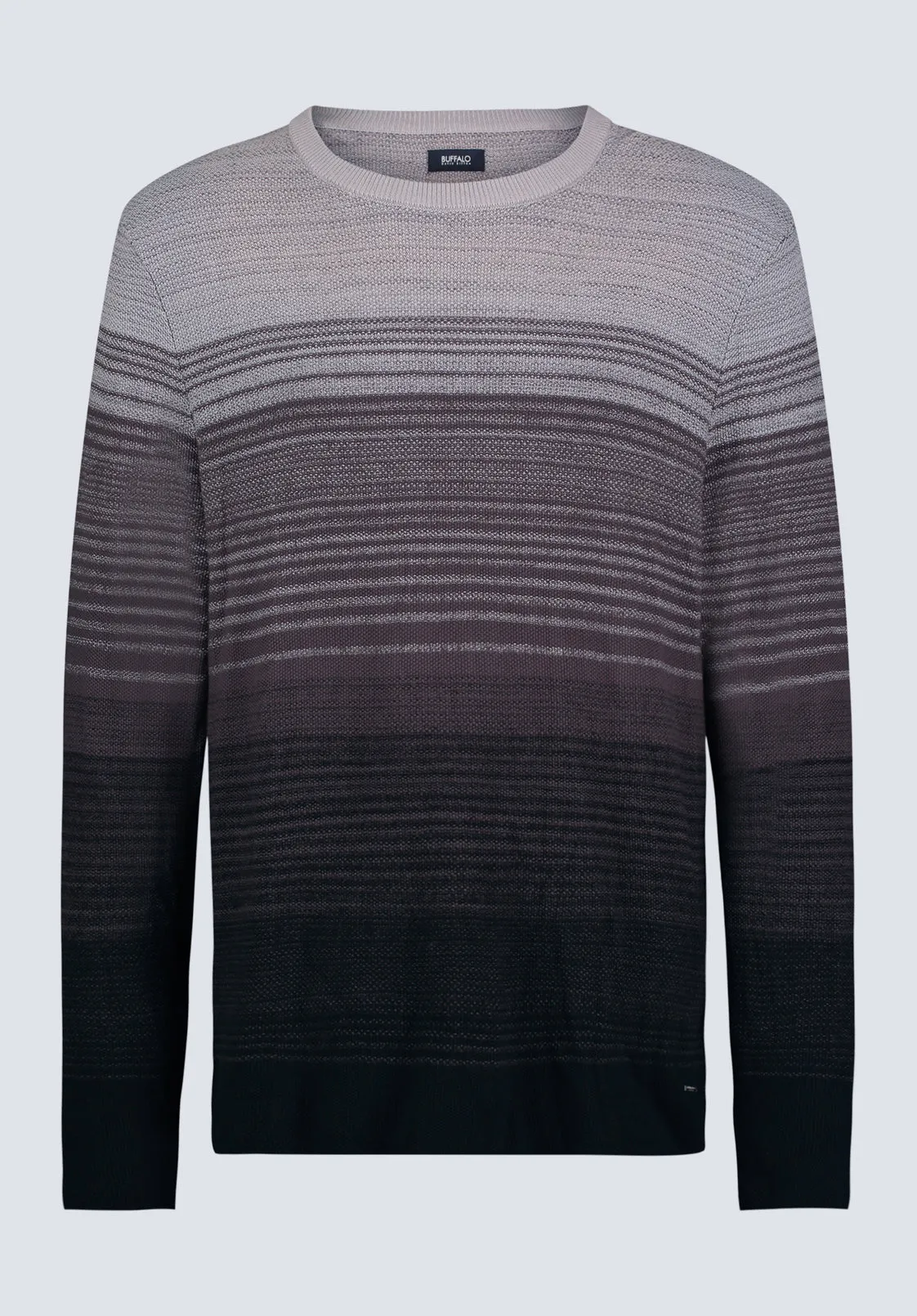 Waldy Men's Gradient Striped Knit Pullover, Charcoal - BM24419