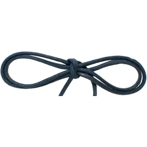 Waxed Cotton Thin Round Dress Laces Custom Length with Tip - Navy (1 Pair Pack) Shoelaces