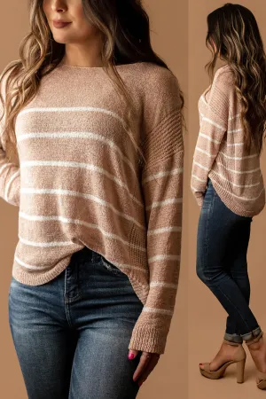 Way Too Much Striped Long Sleeve Top (Blush)