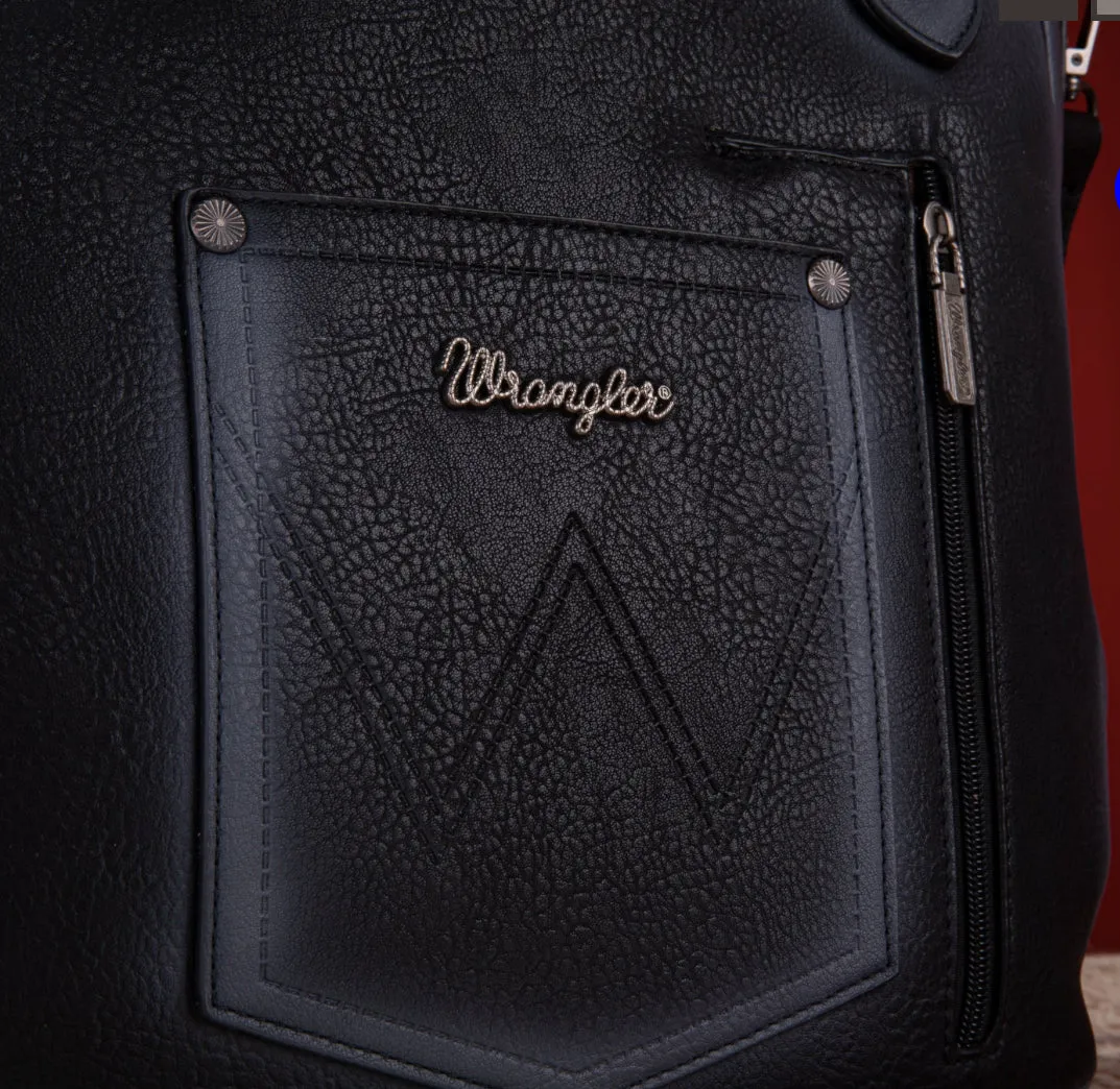 WG64-G2002 Wrangler Rivets Concealed Carry Oversize Tote/Crossbody -Black