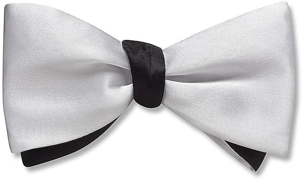 White/Black Charmeuse - Reversible bow ties