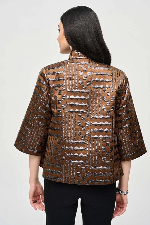 Women's Joseph Ribkoff | Metallic Striped Faux Leather Jacket | Brown