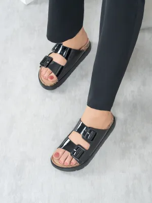 Women's "WAIOLA" Buckled Open Toe Slippers UK Size 3-8